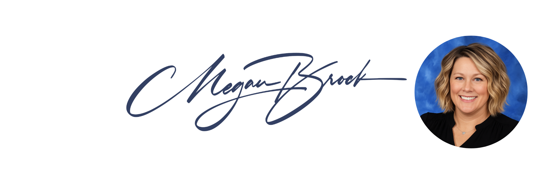 Megan Brock signature and photo